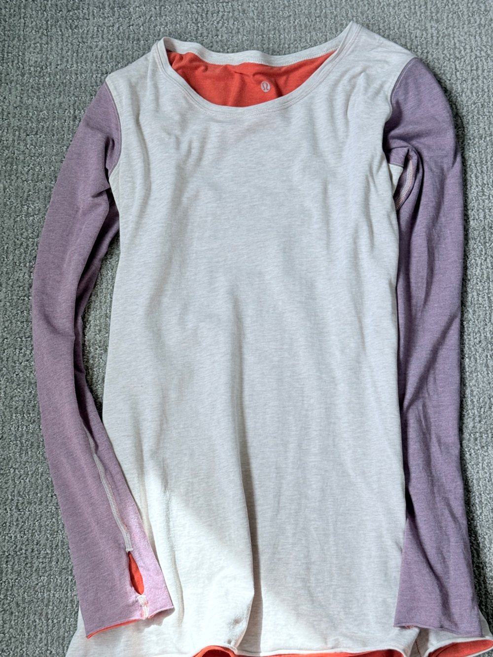 Lululemon vintage L/S-orange cream and Lavender reversible